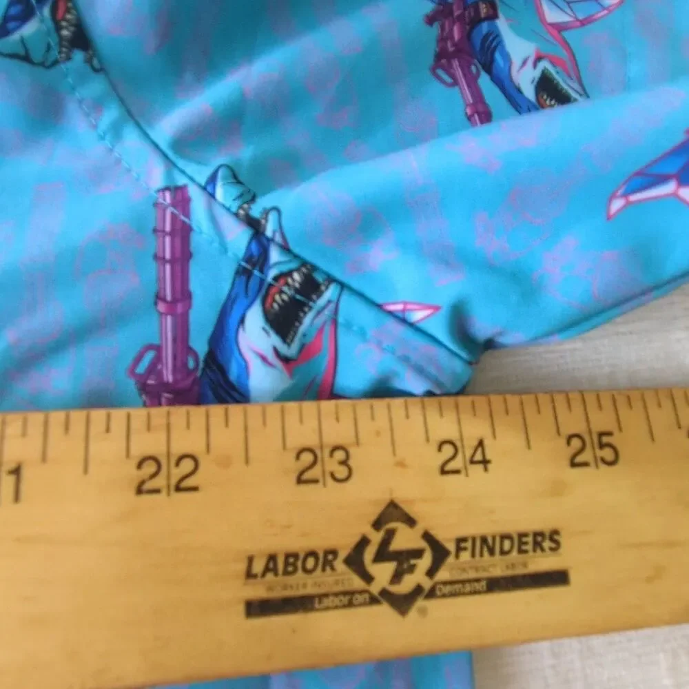 Retro Rifle Shirt Men's Button Down XL Blue "Synth Shark" - Picture 3 of 4